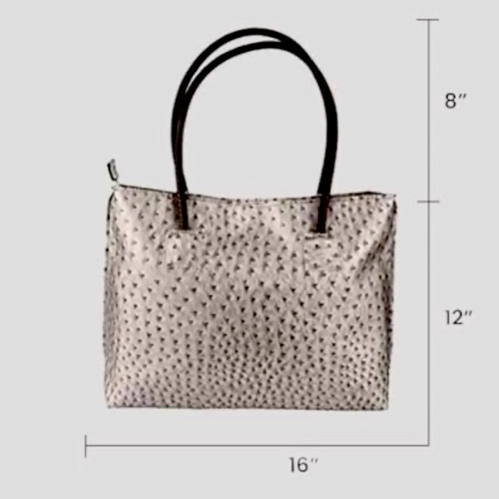 22 TOTE Bag, Top Handle, Ostrich Print, Tope Color - Picture 4 of 4